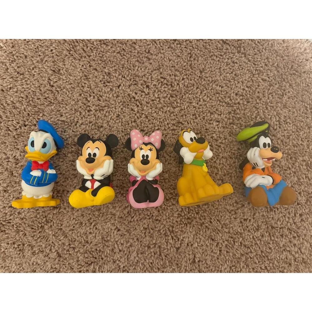 Disney Rubber Mickey Mouse And Friends Lot Of 5 Bath Toys Mickey Pluto Minnie